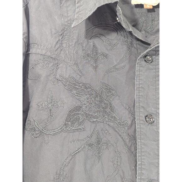Roar Emboidered Western/Rodeo Gothic Black Button Up Large Vintage 90's Griffins - Picture 5 of 12
